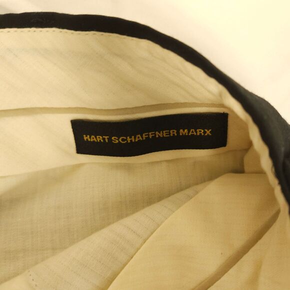 Hart Schaffner Marx Mens 42x28 Black Super 100's Wool Pleated Cuffed Dress Pants - Picture 3 of 7